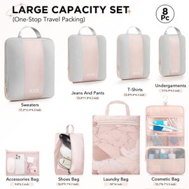8 Set Compression Packing Cubes for Travel Essentials(Cream)