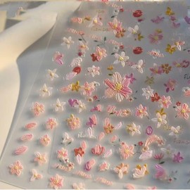 UEYRSEDB Spring Flower Nail Stickers Pink Purple Flower Nail Art Stickers Self-Adhesive Floral Nails Decals Cute Flowers Nails Design Spring Summer Flowers Supplies for Women Manicure DIY