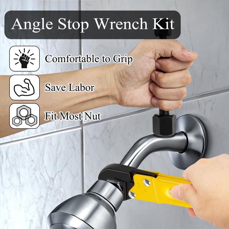 Ponpon Angle Stop Wrench Kit, Plumbing Tools, Angle-on Plumber Wrench