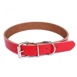 Quality Leather Dog Collar, Classic Soft Padded Stylish Breathable Pet Collar for Small Medium Large Dogs, Cat, and Puppy (Red) (S)