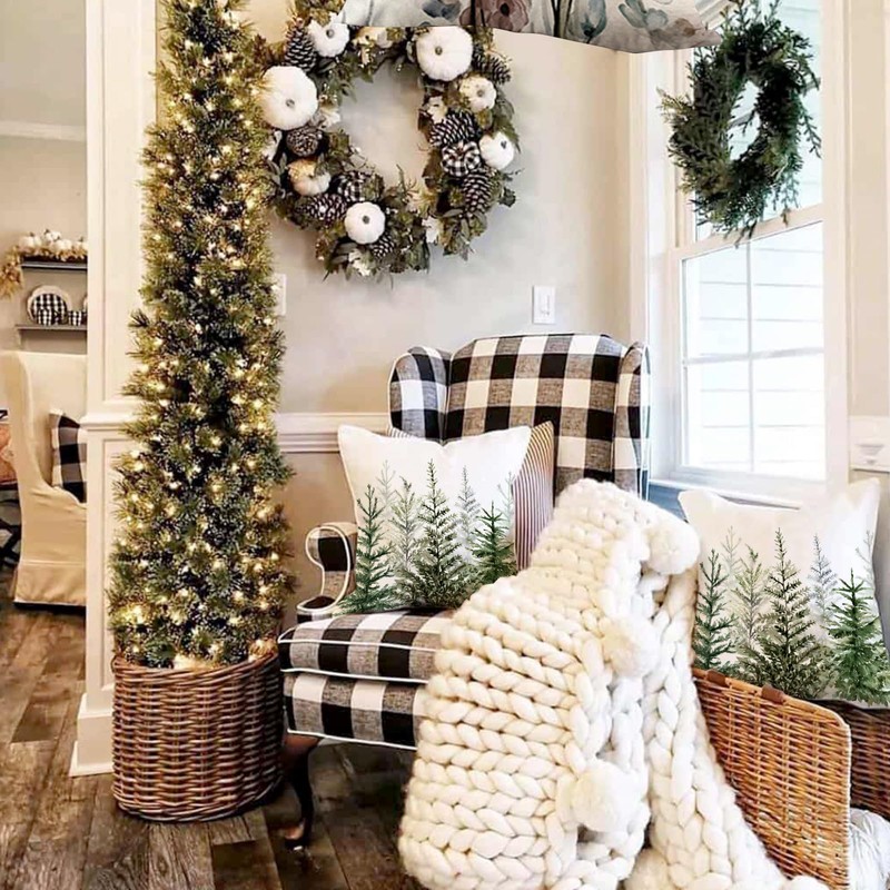 ZWJD Christmas Linen Cushion Covers 2-Pack 50x50cm - Home Decor