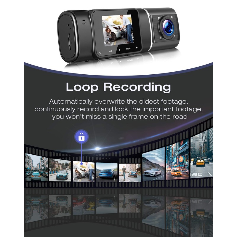 Dual Dash Cam FHD 1080P Front Inside Cabin Car Camera