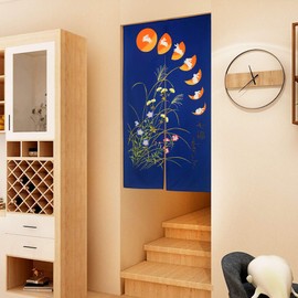 LIGICKY Japanese Noren Long Type Doorway Curtain Door Tapestries for Home Decoration 33.5 x 59 inch, Blue (Seven Rabbits Running to the Moon)
