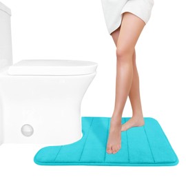 Yimobra Tapete de baño de espuma viscoelástica en forma de U, suave y cómoda, súper absorción de agua, antideslizante, gruesa, lavable a máquina y más fácil de secar para cuarto de baño, alfombra de