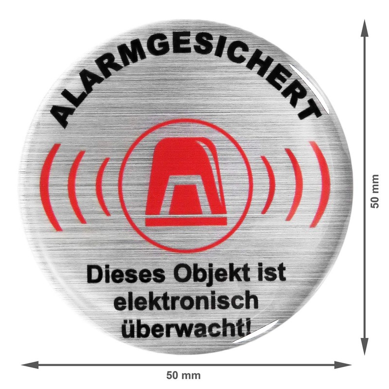 BIKE-label 900025 Warning Sign 3D Sticker Diameter 50 mm Aluminium