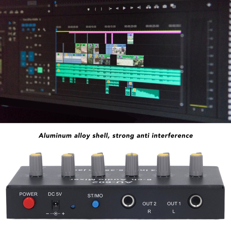 6 Channel Compact Audio Mixer Mono Stereo Switching 6 in