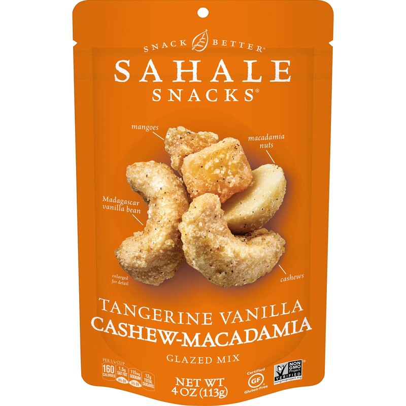 Sahale Snacks Tangerine Vanilla Cashew Macadamia Glazed Mix, 4 Ounces