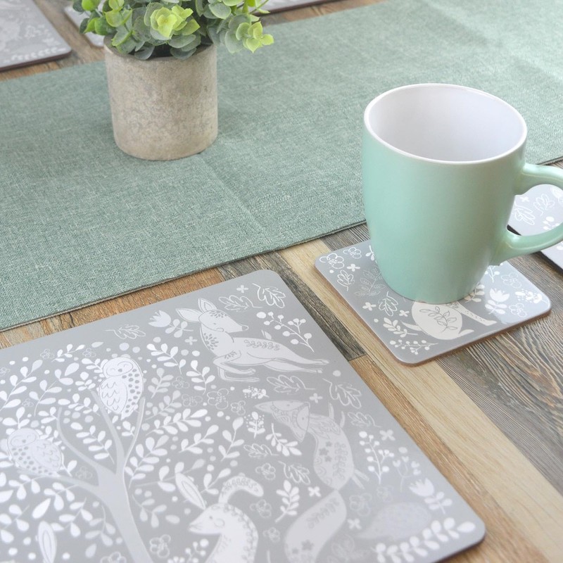 YöL Pack of 8 Woodland Placemats Dinner Plate Bowl Table