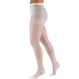 Truform Sheer Compression Pantyhose, 15-20 mmHg, Women's Shaping Tights, 20 Denier, White, Queen