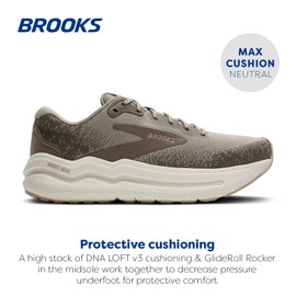 Brooks Men’s Ghost Max 2 Neutral Running & Walking Shoe - London-Fog/Falcon/Coconut - 7 Medium
