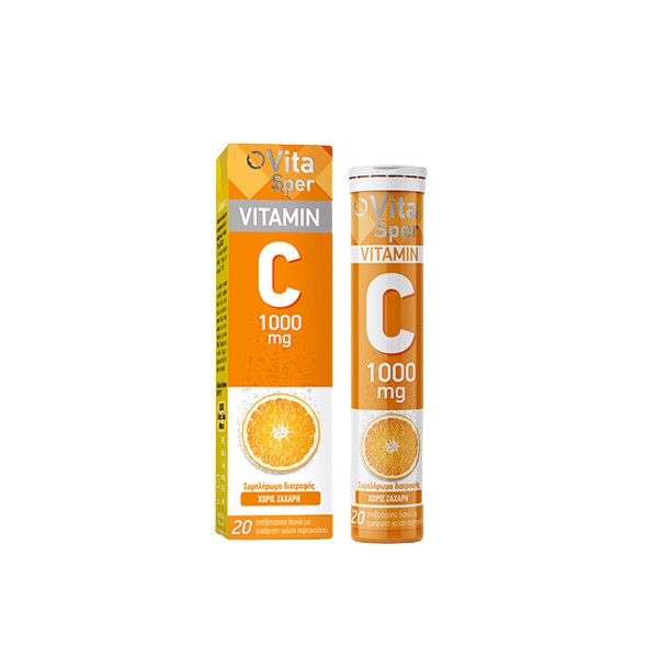 Vitasper Vitamin C 1000mg with Orange Flavour, 20 Effervescent Tabs