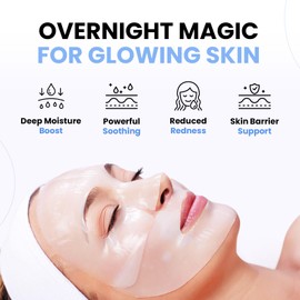 Hyaluronic Acid & Collagen Face Mask Overnight, Hydrogel Hydrating Facial Mask, Moisturizing & Tightening Low Molecular Solution, Collagen Skincare, Face Care & Self Care for Women 34g*4ea