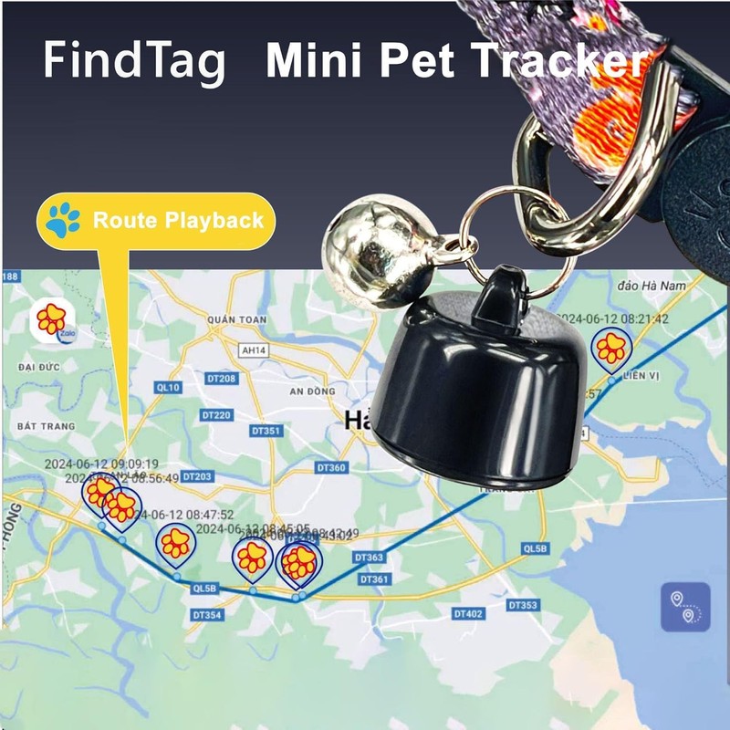 GPS Tracker Cat Dog, Pet Tracking Device for Dogs, Cats,