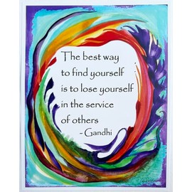 Best way to find yourself 11x14 Gandhi poster - Heartful Art by Raphaella Vaisseau