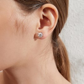 Mens Earrings Stud Mens Earrings Men Diamond Earrings Sterling Silver Diamond Earrings Men Stud Earrings Cubic Zirconia Stud Earrings 7mm Women CZ Diamond Studs Silver Stud Earrings Jiahanzb