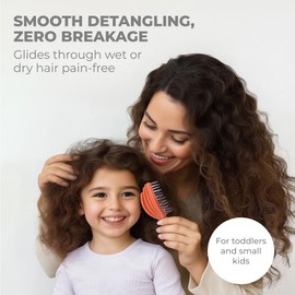 Ninabella Mini Detangling Hairbrush - Cute Colourful Octopus Detangle Brush - Wetbrush for Blow Dry or Brushing Wet Tangled Hair - Detangler Hair Brush - Small Hairbrushes - Orange