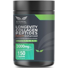 ETERNAL NUTRITION Longevity: Colágeno Hidrolizado Bovino + NAD+ (150 Caps)