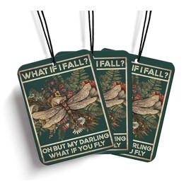 Newdv Dragonfly Green Car Accessories Interior Hanging, What If I Fall Car Air Freshener Hanging, Black i Air Freshener 3Pcs, Dragonfly Gifts Car Accessories for Women Girls(Black i)