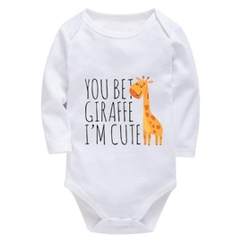 You Bet Giraffe I'm Cute Newborn Clothes Girl Long Sleeve Gender Neutral Baby Clothes Set White Infant Boys Clothes 0-3 Mont