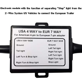 CARROFIX US Vehicle 4-Way Flat Plug to European 7-Way Round Connector Electrical Trailer Light Converter