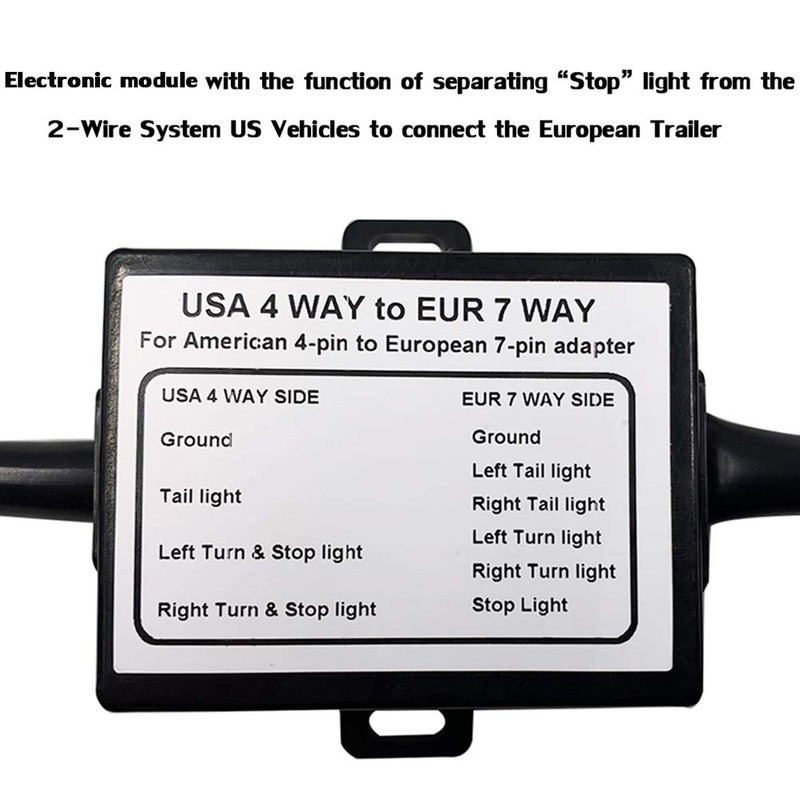 CARROFIX US Vehicle 4-Way Flat Plug to European 7-Way Round