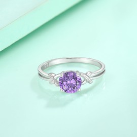 Blaniy Infinity Promise Rings for Her 925 Sterling Silver 1CT Round Cut Engagement Ring Wedding Eternity Anniversary Rings Amethyst February Birthstone Jewelry Gifts for Women Size 9