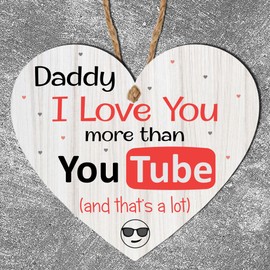 Pixie's Gifts 'Daddy I Love You More Than' Plaque - Choose from TikTok, YouTube, Facebook, Snapchat (And That's a Lot!) - Perfect for Father's Day, Birthdays, or Christmas (Youtube)