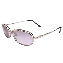 Old School Rectangle Flip Tinted Lens Silver Frame 1.25 Reading Sun Glasses