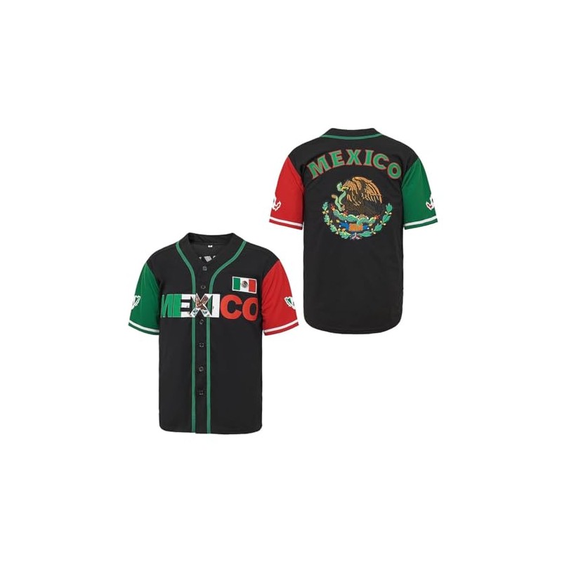 Men's #56#1 Mexico Jersey Button Down Short Sleeve Hipster Hip