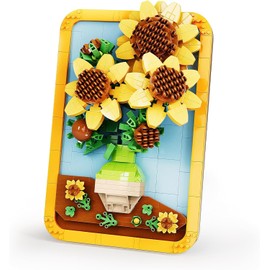 Micro Bricks Sunflower Painting Building Block for Adult, Vincent Van Gogh Famous Art Set Micro Mini Building Kit Home Decor Model Toy (871 Pieces)