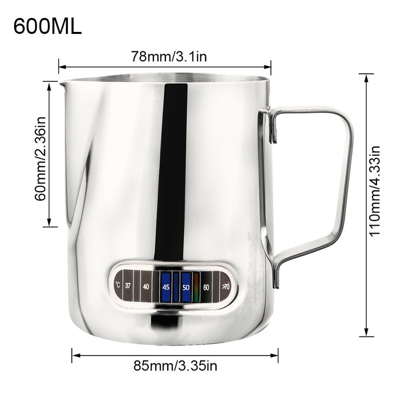 600ml Milk Jug Frothing Pitcher Stainless Steel Coffee Frothing Jug,with