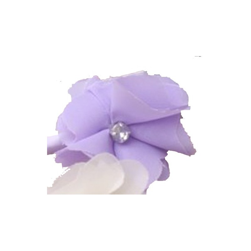 Aliceband - Raggy frayed fabric flower on narrow satin headband