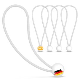 TALVANI 25 | 50 Professional Bungees with Ball - 200 mm Black White - Tarpaulin Tensioner Set for Attaching Tarpaulins - Rubber Tensioner for Trampoline, Trailer Tarpaulin, Tent - Tension Rubber