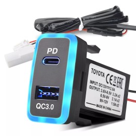 Universal Car Charger Type-C PD & QC3.0 Dual USB Port  Outlet Socket For Toyota Tacoma