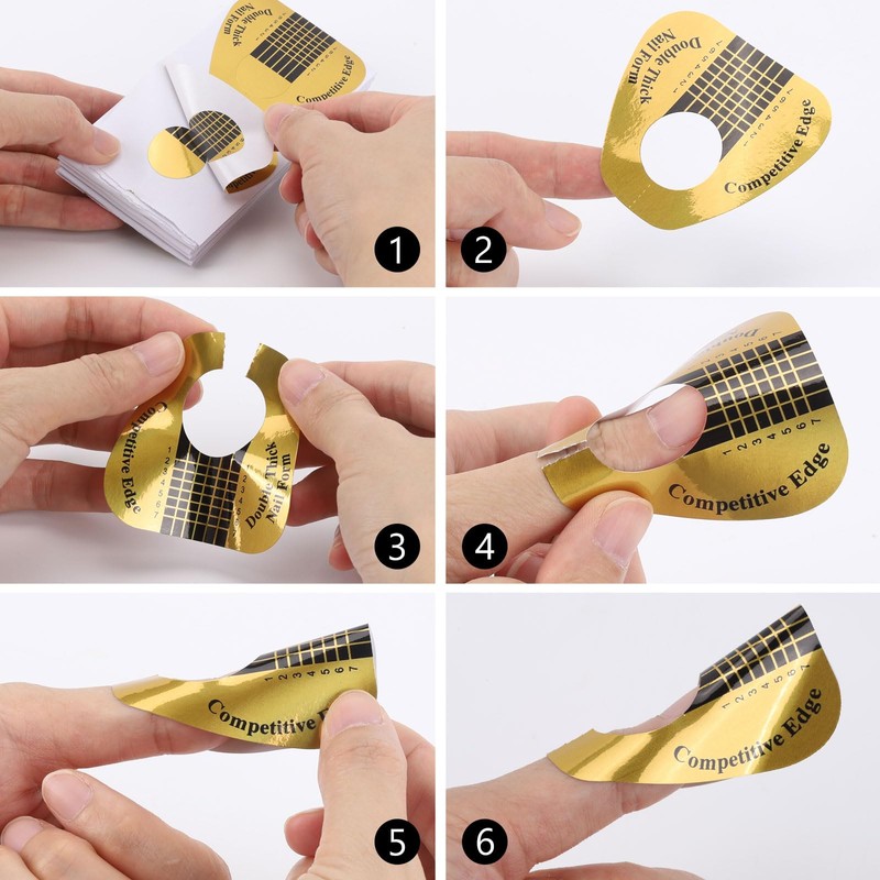 100 Pcs Nail Forms for Acrylic, Gold Horseshoe Nail Extension