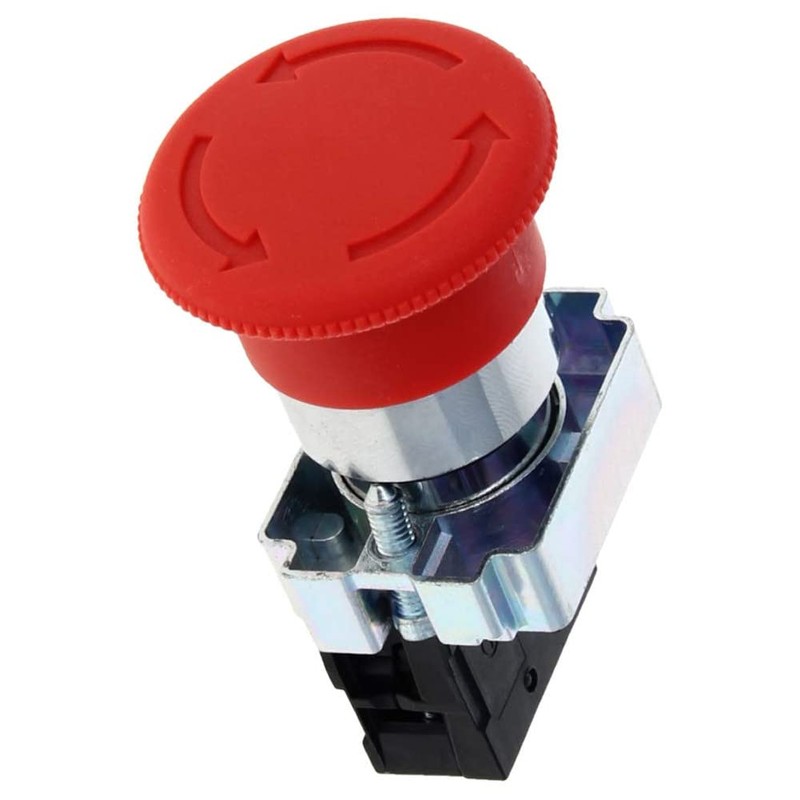 Heyiarbeit 600V 10A Emergency Stop Push Button Switch ZB2-BE101C Self-Locking