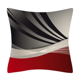 QIUKUN Throw Pillow Covers 18x18 inch Set of 4 Modern Abstract Red and Black Pattern Decorative Pillow Cases Bold Stripes Home Decor Square Geometric Pillows Case for Sofa Couch Bed (Red and Black)