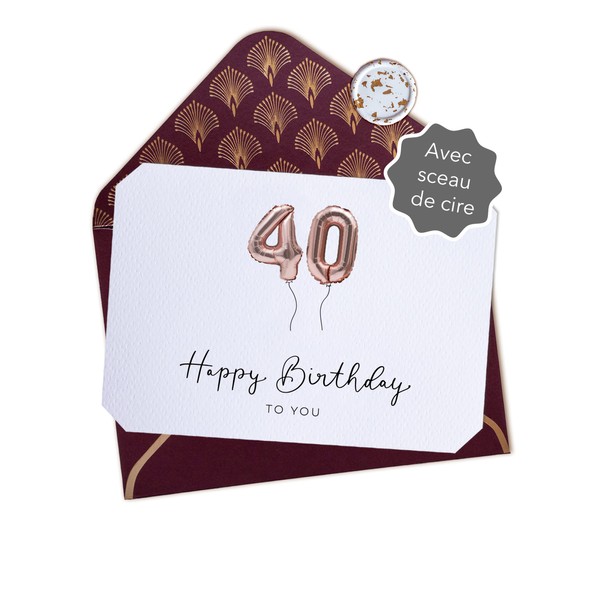 Joli Coon 40 Happy Birthday to You - 40th Birthday Card with Red Envelope