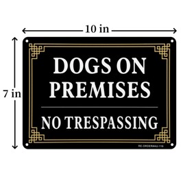 2 Pack Dogs On Premises Sign - 10x7 Inches .040 Aluminum Reflective Metal Sign, Weather Resistant, Waterproof, Easy to Mount