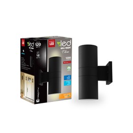 Outdoor LED Light Fixture Up Down Cylinder Wall Sconce, Black, 18 Watts (120W Equivalent), 1200 Lumens, Soft White 3000K, Waterproof, ETL Listed, 120V, (1 Pack)