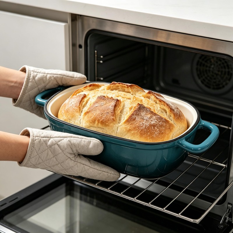 HCXCQLSUY Enameled Cast Iron Oval Dutch Oven for Bread Baking,