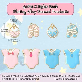 LiQunSweet 40 pcs 8 Styles Newborn Baby Theme Enamel Charms Swimsuit Bib Sock Charms for DIY Jewelry Bracelet Necklace Earring Craft Bag Keychian Decoration
