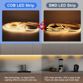 COB LED Strip Light, 16.4FT 12V Ice Blue Narrow Width 5mm Super Bright CRI 90+ Dotless LED Tape Light, 400LEDs/M Cuttable Flexible Dimmable Light Strip for Indoor Home Decor (No Power Supply)