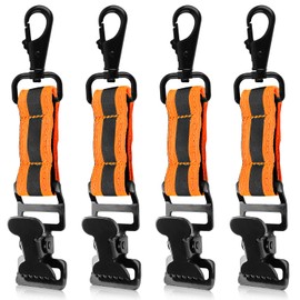 GUOSIYAO Glove Holder Pack of 4 Glove Holder Belt Orange Single Clip Metal Glove Clip with Plastic Carabiners Fire Brigade Glove Clip for Hanging Gloves Towels Protective Helmets