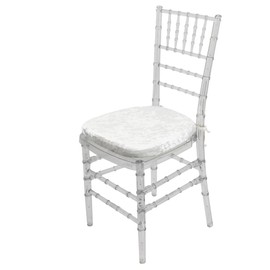 YOUR CHAIR COVERS - Velvet Spandex Chiavari Pad Covers (Pack of 10) - Stretch Fitted Chiavari Chair Seat Cushion Cover, Removable Washable Furniture Protector Slipcovers - White