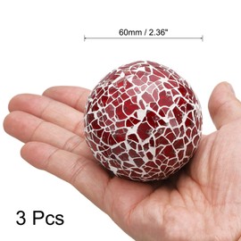 UXCell 3-Piece Decorative Glass Orbs, 2.36 Inch, Red - Centerpiece Balls for Dining Table, Party, Vases & Bowls