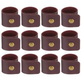 PATIKIL Napkin Rings, 12 Pcs Leather Napkin Rings Rustic Holder for Table Decor Thanksgiving Farmhouse Wedding Fall Banquets Dinner Party Ornaments Classic, Dark Red