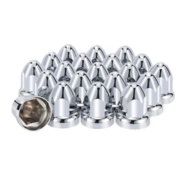 33mm Chrome Lug Nut Covers Push On 2.4", ABS Chrome Plastic Push-on Bullet Flanged Lug Nut Covers for Semi Trucks (20)