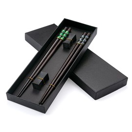 Set of 2 Pairs of Lovers Chopsticks Blue and Green + 2 Pieces Chopsticks Shelves Natural Chopsticks Made of Wood in Elegant Box Gift Box Chopsticks Chinese Chopsticks Japanese Chopsticks Wood