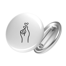 HUURAA! Button K-Pop Finger Heart Badge 59 mm with Motif for Korean Pop Fans
